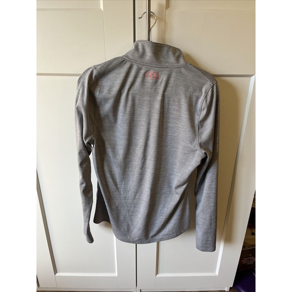 Under Armour Heat Gear Workout Active Loose Womens M Gray 1/4 zip shirt  EUC - Picture 1 of 5